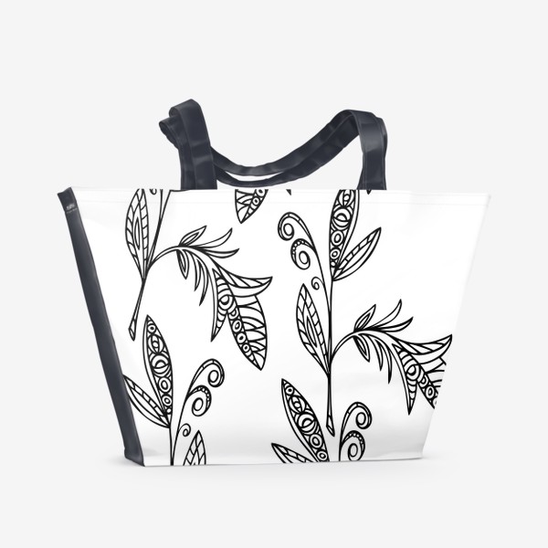 Пляжная сумка «паттерн бесшовный ветка растения графика»