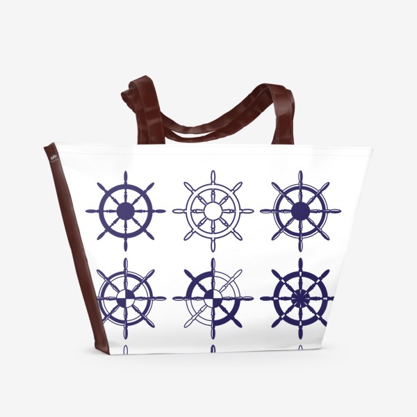 Пляжная сумка «паттерн бесшовный якоря от корабля на белом фоне орнамент »