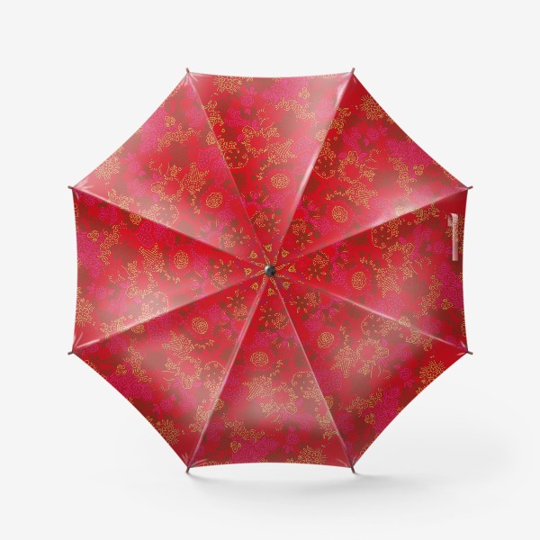 Зонт «паттерн бесшовный сердца и цветы с растениями абстрактный красный»