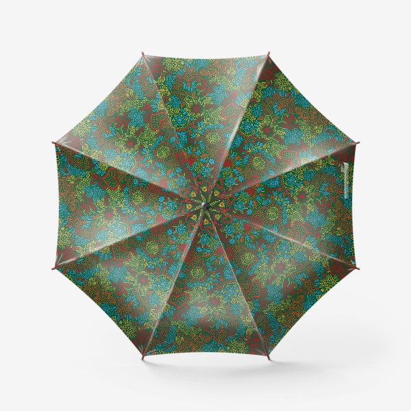 Зонт «паттерн бесшовный сердца и цветы с растениями абстрактный зеленые»