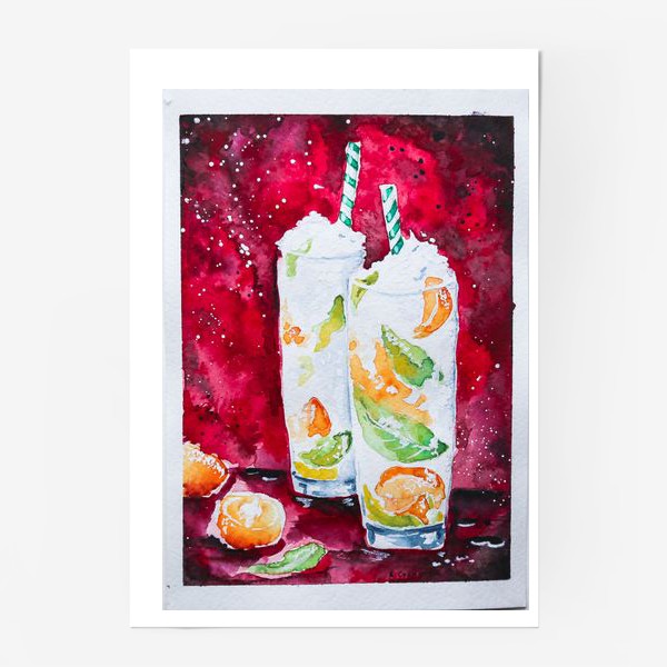 Постер «Коктейль с мандарином и мятой»