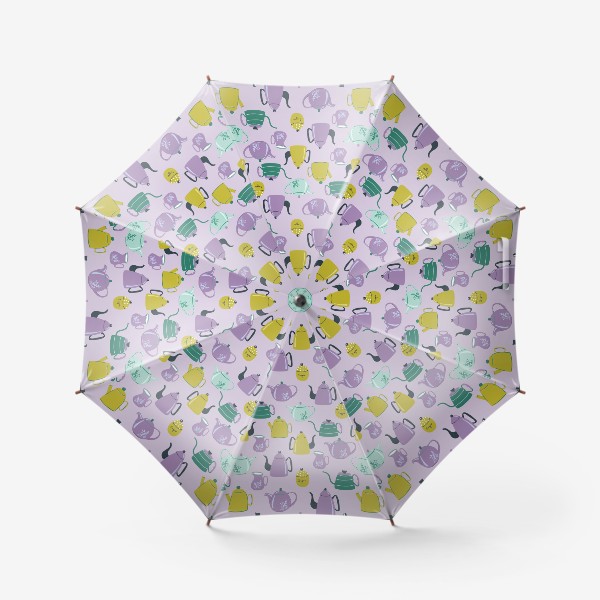 Зонт «Яркий паттерн с посудой»