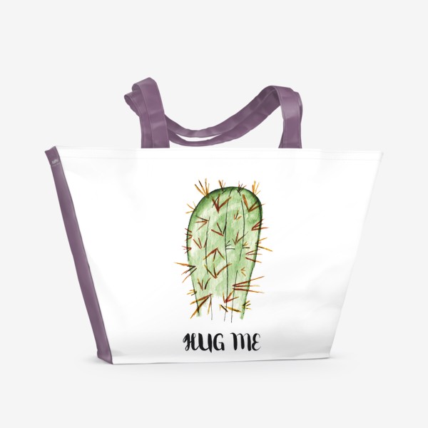 Пляжная сумка «Кактус акварелью Hug me»
