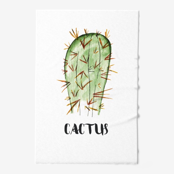 Полотенце &laquo;Кактус акварелью cactus&raquo;