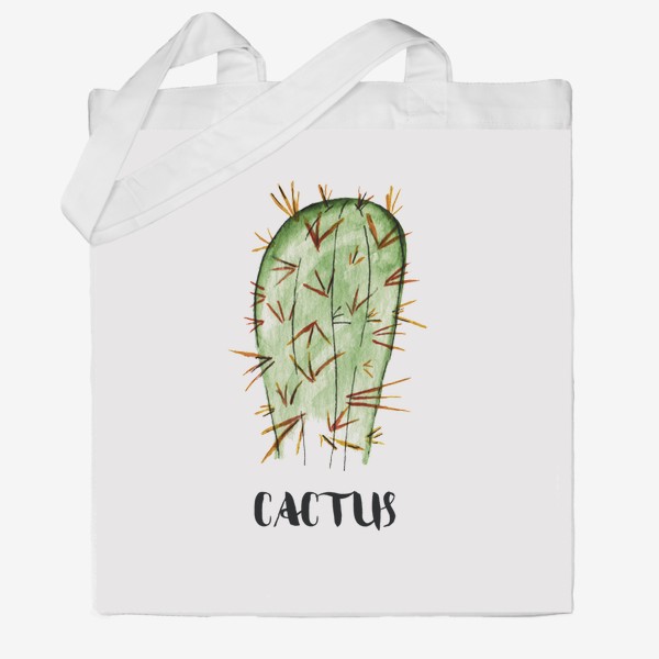 Сумка хб «Кактус акварелью cactus»