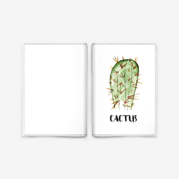 Обложка для паспорта &laquo;Кактус акварелью cactus&raquo;