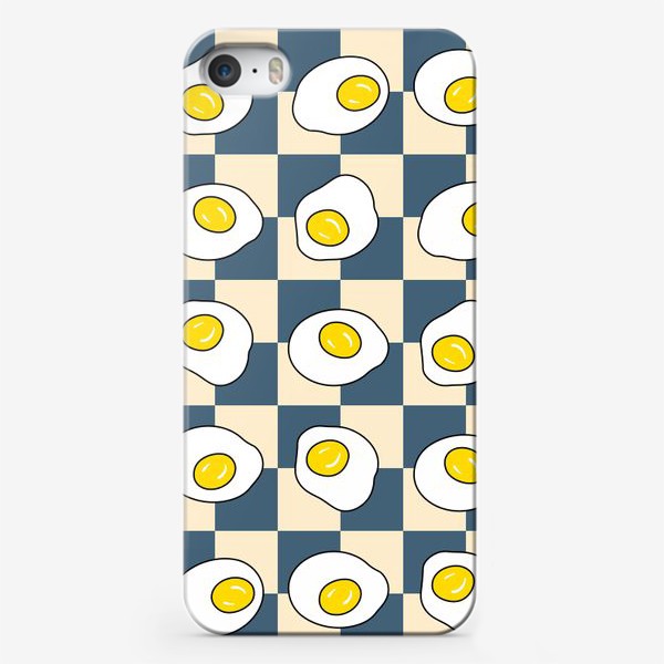 Чехол iPhone «Яичница, шахматная клетка»