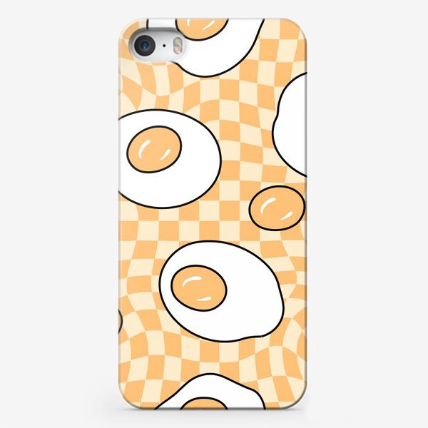 Чехол iPhone «Яичница, искаженная клетка, оранжевый»