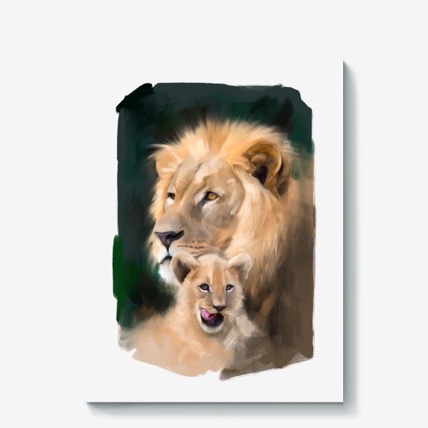 Холст «Лев и львёнок »