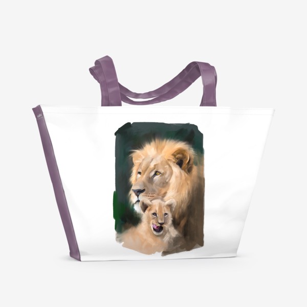 Пляжная сумка «Лев и львёнок »