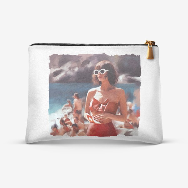 Косметичка «Девушка в красном купальнике на пляже »
