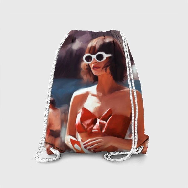 Рюкзак «Девушка в красном купальнике на пляже »