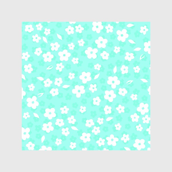 Шторы «Нежные белые цветы на голубом»