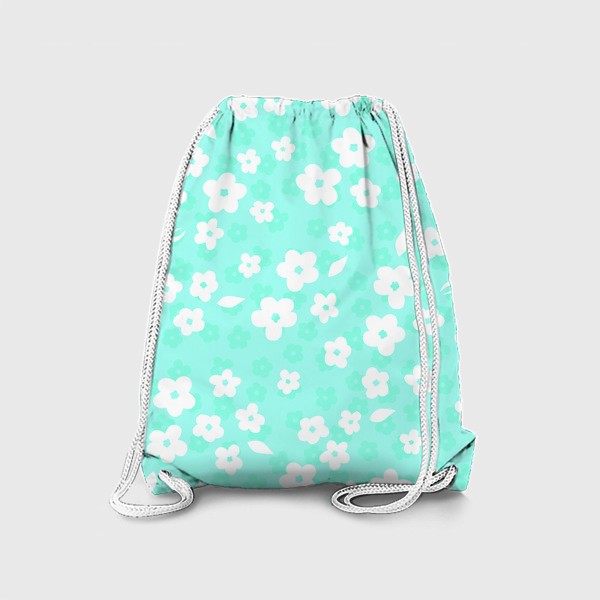 Рюкзак «Нежные белые цветы на голубом»
