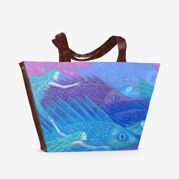 Пляжная сумка «Морские Кочевники, Русалки и Рыбы Фэнтези Арт»