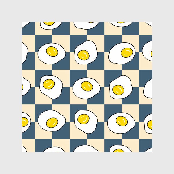 Шторы «Яичница, шахматная клетка»