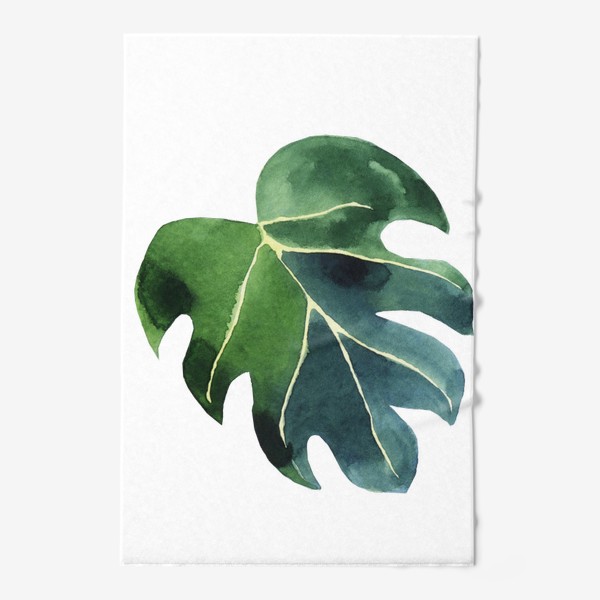 Полотенце &laquo;Лист монстеры акварельный, тропическое зеленое растение&raquo;