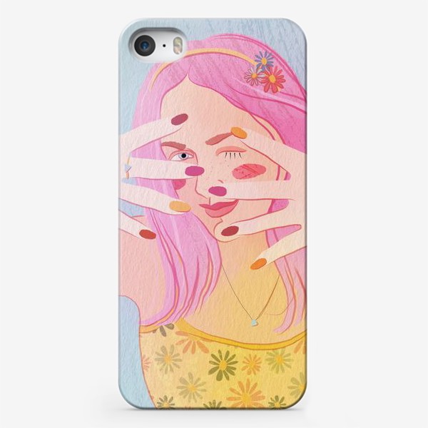 Чехол iPhone &laquo;девушка с розовыми волосами&raquo;