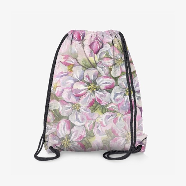 Рюкзак «Цветы яблони, розовые, Акварельный паттерн.»