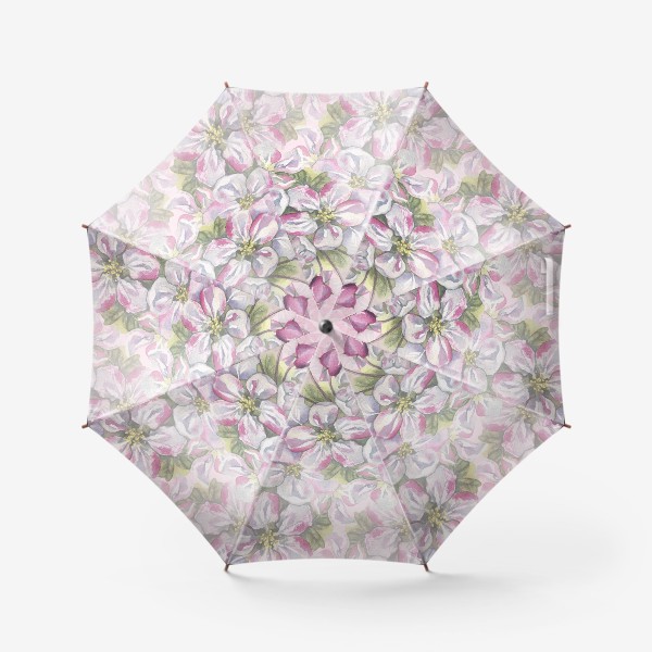 Зонт &laquo;Цветы яблони, розовые, Акварельный паттерн.&raquo;