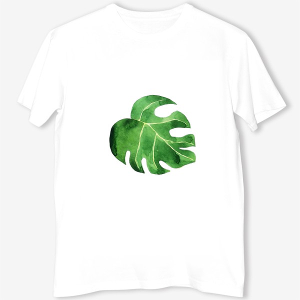 Футболка «Монстера акварельная лист, зеленое тропическое растение»