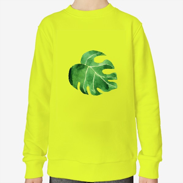 Свитшот &laquo;Монстера акварельная лист, зеленое тропическое растение&raquo;