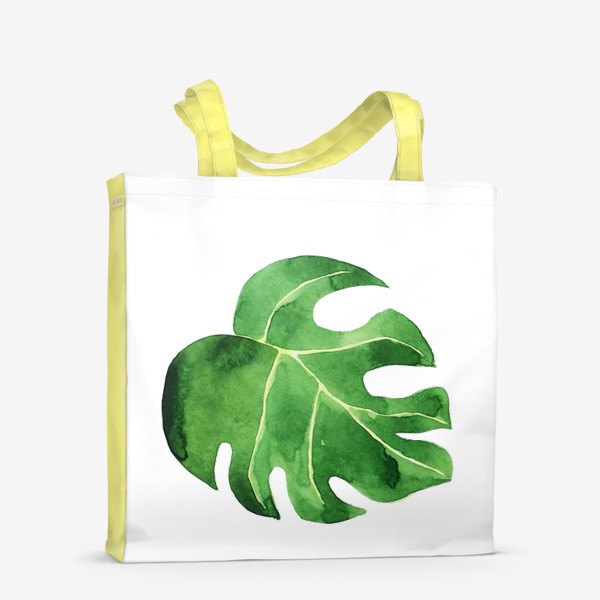 Сумка-шоппер «Монстера акварельная лист, зеленое тропическое растение»