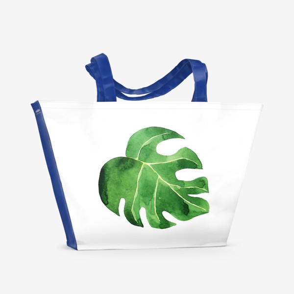 Пляжная сумка &laquo;Монстера акварельная лист, зеленое тропическое растение&raquo;