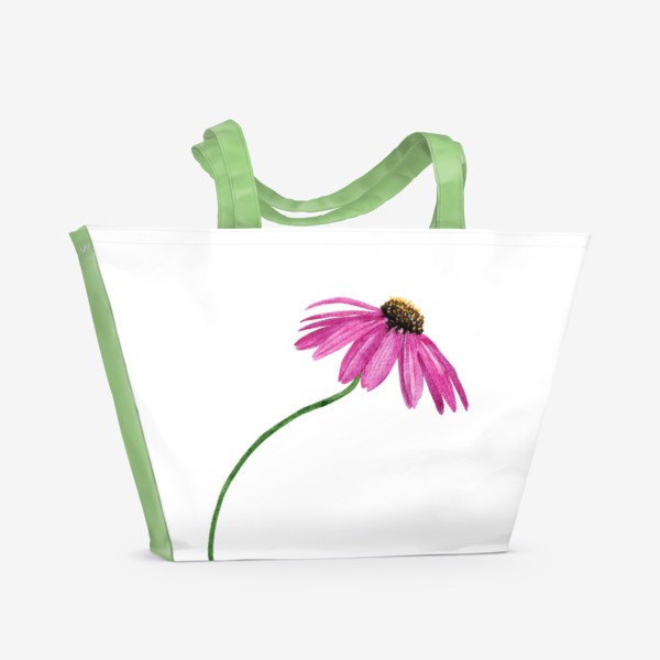 Пляжная сумка «Розовый цветок эхинацеи акварельный»