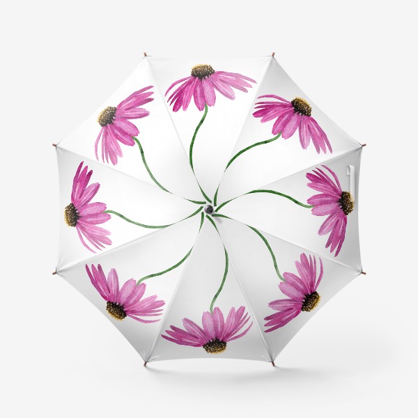 Зонт «Розовый цветок эхинацеи акварельный»