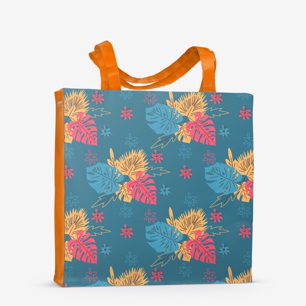Сумка-шоппер «Стилизованные тропические листья и цветы паттерн»