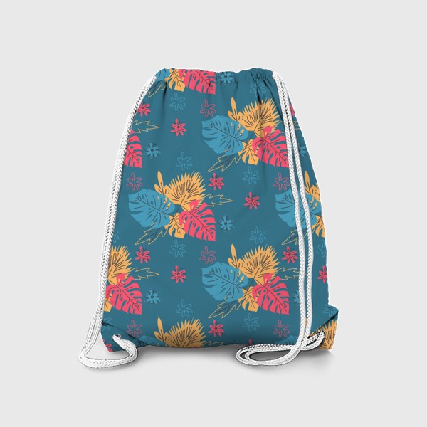 Рюкзак «Стилизованные тропические листья и цветы паттерн»