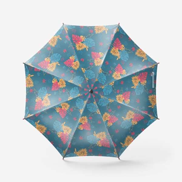 Зонт «Стилизованные тропические листья и цветы паттерн»
