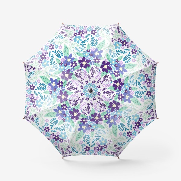 Зонт &laquo;Лазурные и фиолетовые цветы, паттерн&raquo;