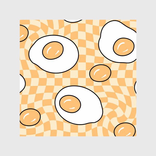 Шторы «Яичница, искаженная клетка, оранжевый»