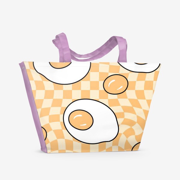 Пляжная сумка &laquo;Яичница, искаженная клетка, оранжевый&raquo;