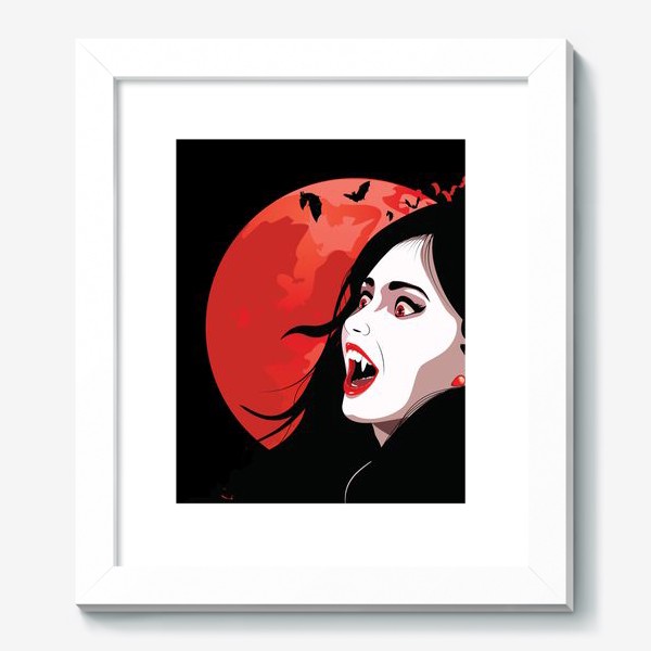 Картина «Вампирша и летучие мыши на фоне красной луны»