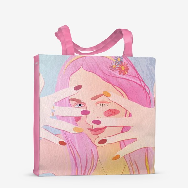 Сумка-шоппер &laquo;девушка с розовыми волосами&raquo;