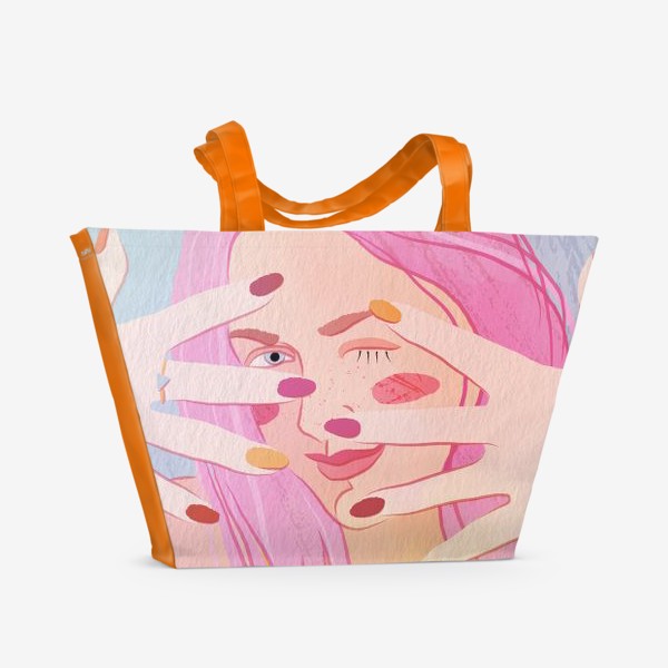 Пляжная сумка &laquo;девушка с розовыми волосами&raquo;