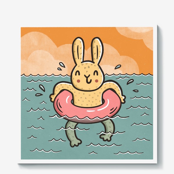 Холст «Милый заяц отдыхает на море»