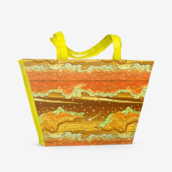 Пляжная сумка «Оранжевый космос, паттерн»