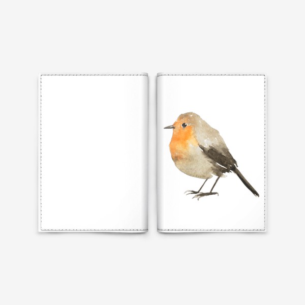 Обложка для паспорта «Акварельная малиновка птица, милый принт»