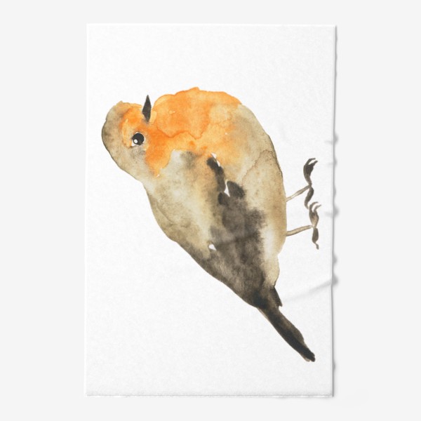 Полотенце &laquo;Птица оранжевая малиновка, акварельный принт&raquo;
