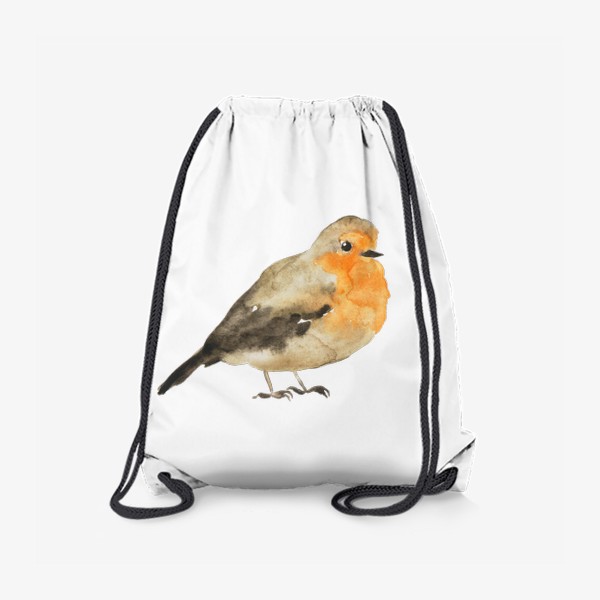 Рюкзак «Птица оранжевая малиновка, акварельный принт»