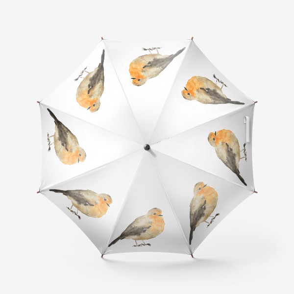 Зонт «Птица оранжевая малиновка, акварельный принт»