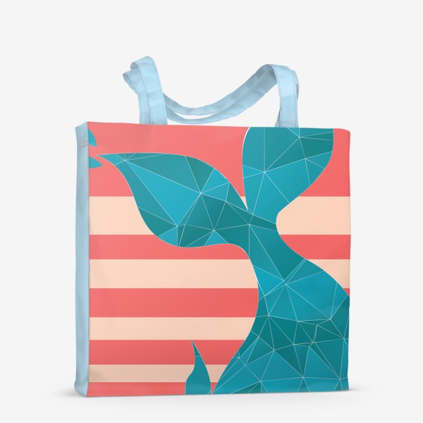 Сумка-шоппер « Полигональный хвост кита и полосатый круг»