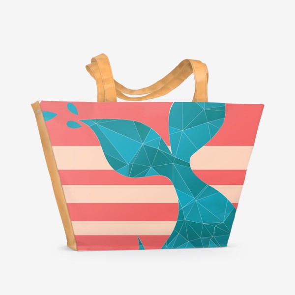 Пляжная сумка « Полигональный хвост кита и полосатый круг»