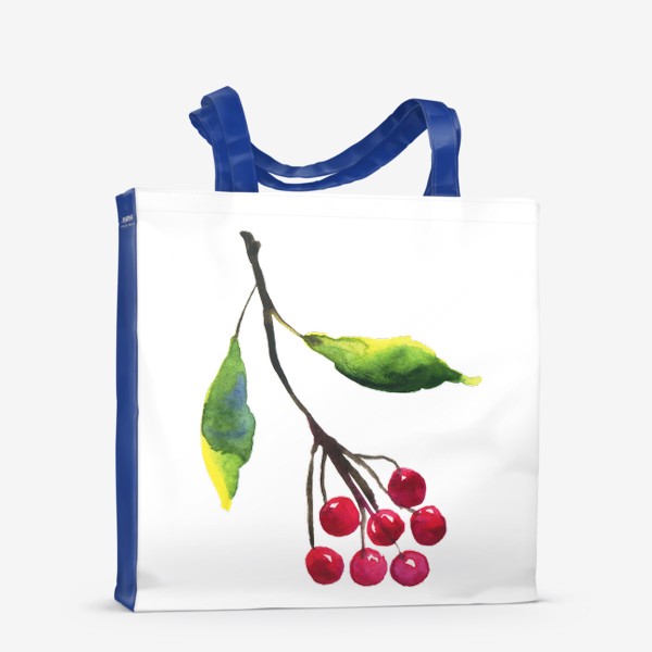 Сумка-шоппер «Абстрактная акварельная рябина, красные ягоды на ветке»