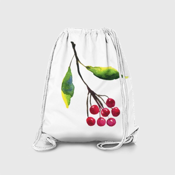 Рюкзак «Абстрактная акварельная рябина, красные ягоды на ветке»