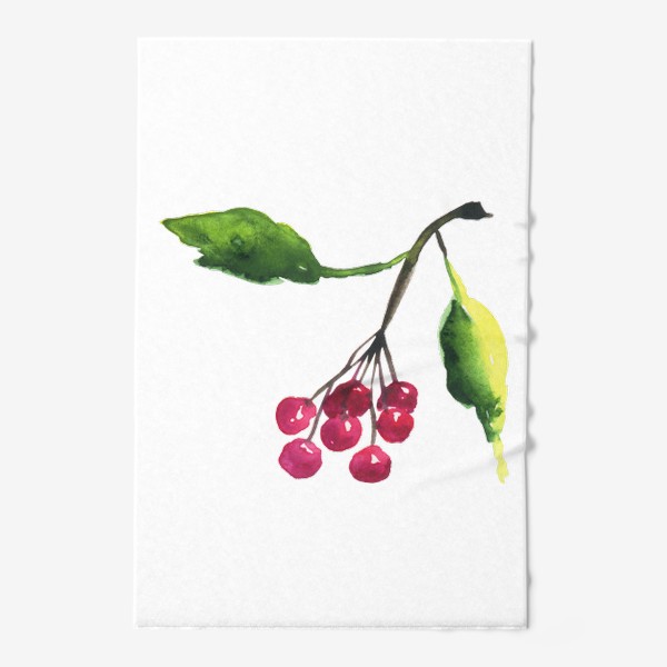 Полотенце «Акварельные ягоды рябины на ветке»
